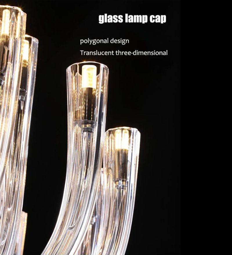 J Shape CLEAR GLASS CHANDELIER - 16 Head