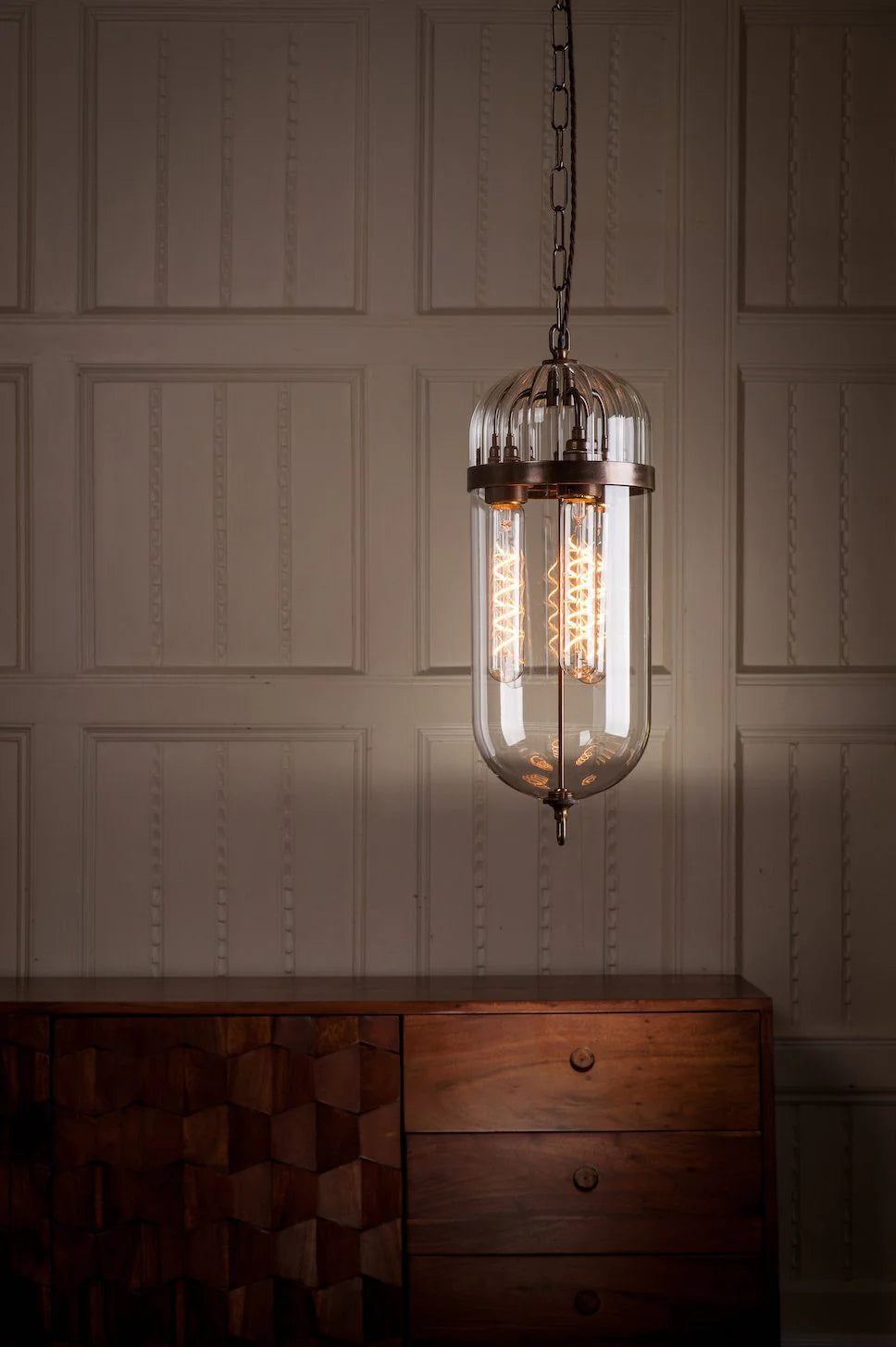 Amber Glass Metal Pendant Light