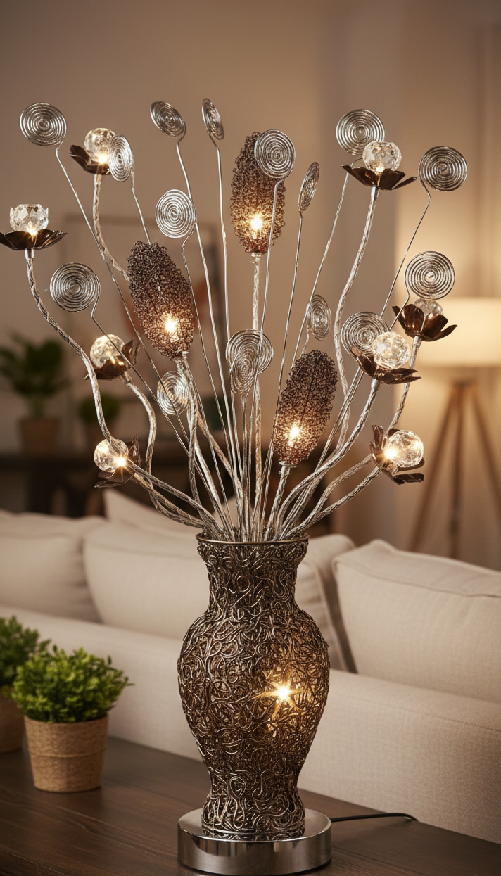 Woven Crystal Contemporary Table Lamp