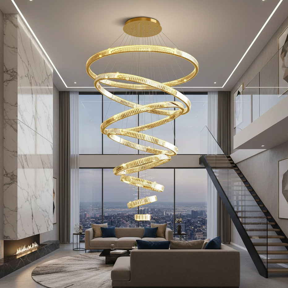 8 RINGS Crystal LED CHANDELIER
