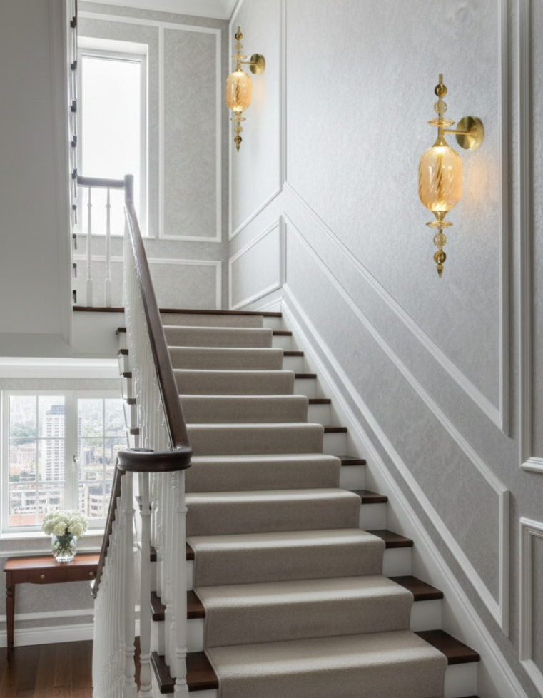 Modern Crystal Glass Amber Wall Light