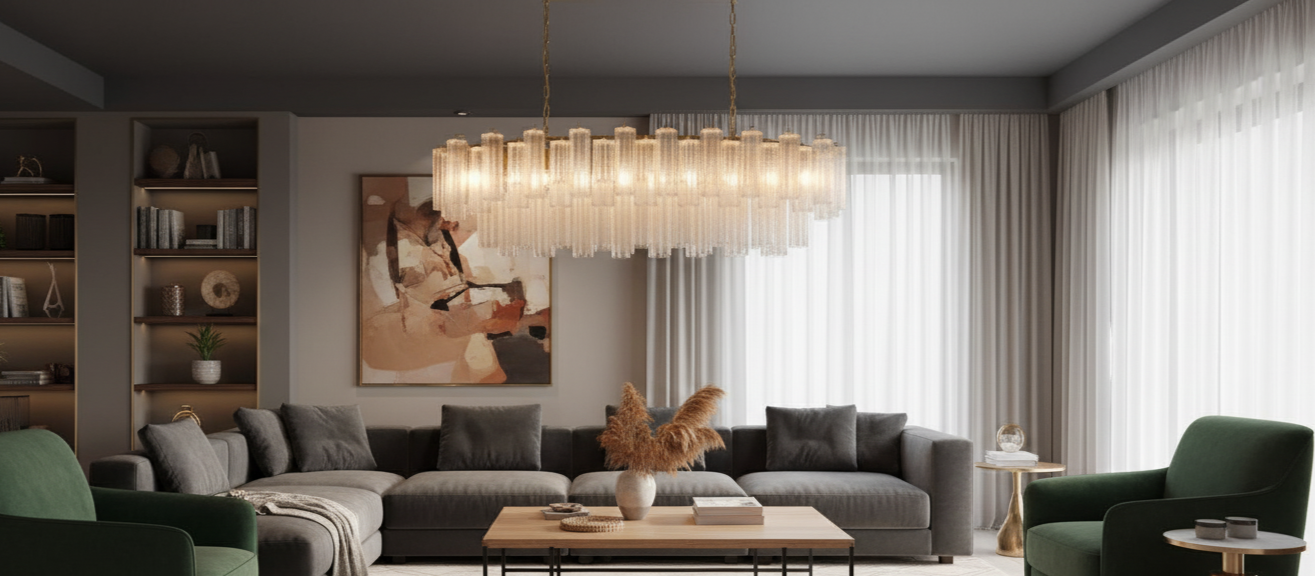 Modern Linear Glass Chandelier