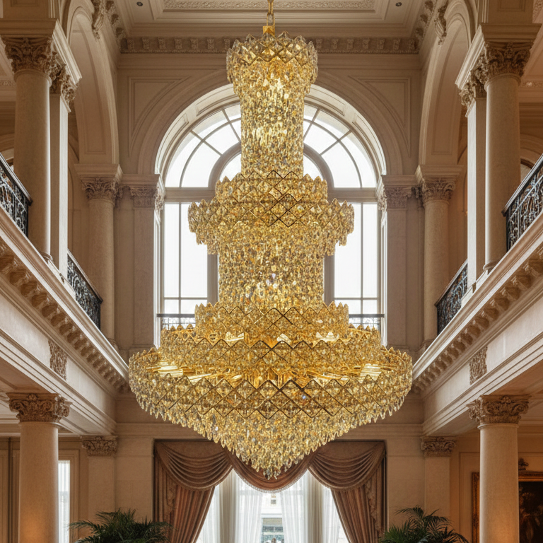 Crystal Double Height Stair Chandelier