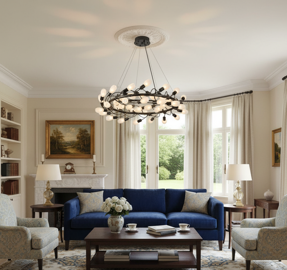 Orbit Black Round Chandelier