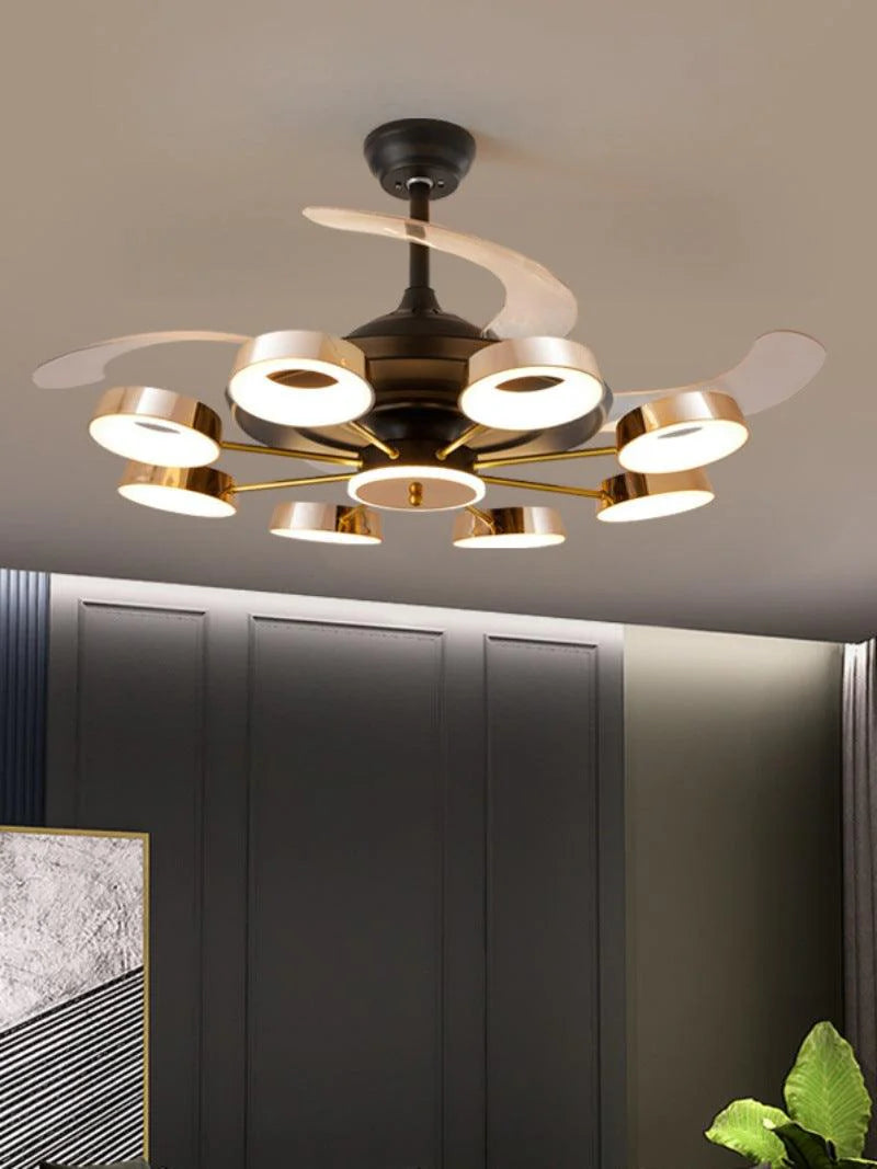 Golden Rings Ceiling Fan Chandelier