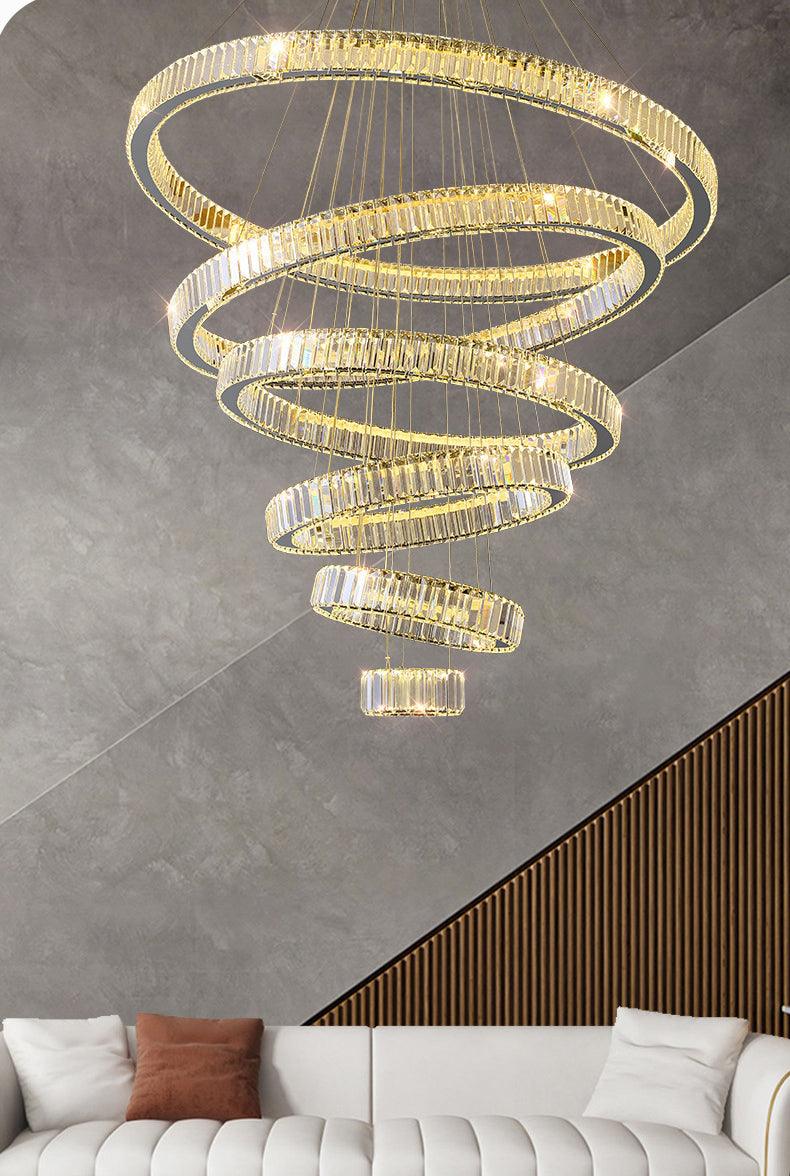 8 RINGS Crystal LED CHANDELIER