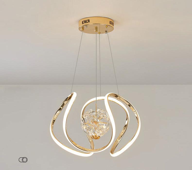 Luxury LED Gold Crystal Chandelier – Modern Spiral Pendant Light for Dining & Living Rooms