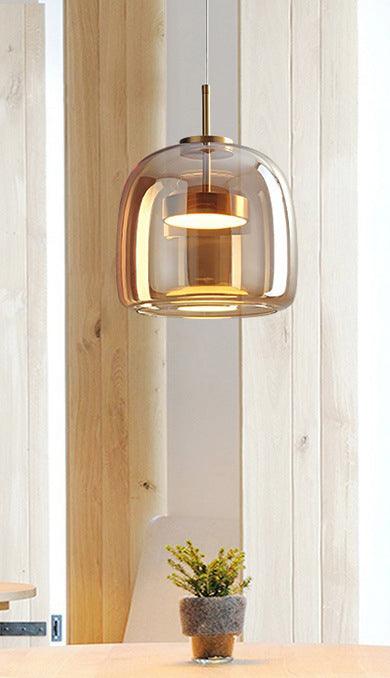 AmberGlow Pendant Light – Modern Amber Glass Dining Fixture
