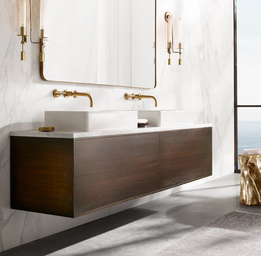 LuxeBeam Twin Wall Sconce – A Statement in Brass and Glass