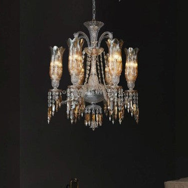 Vintage Crystal Tulip Arm Chandelier