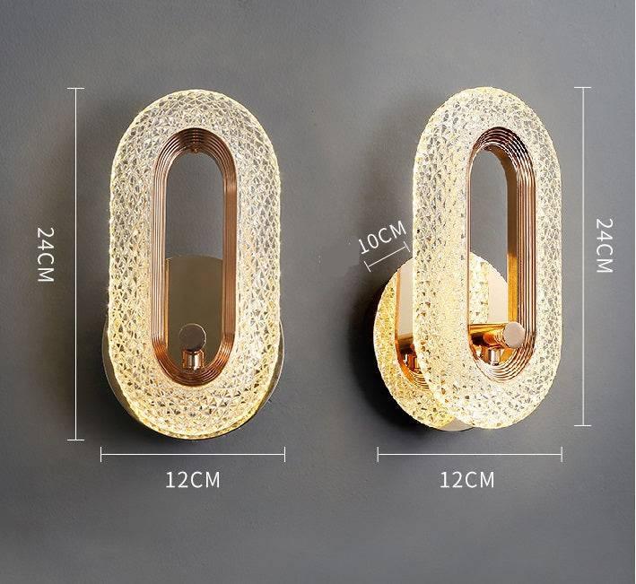 Led Gold Crystal Oval Golden Metal Wall Light - Warm White