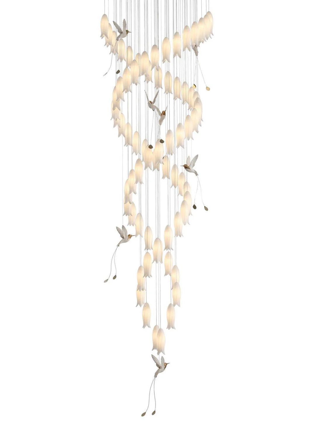 Double Spiral Bird Cage DOUBLE HEIGHT STAIR CHANDELIER