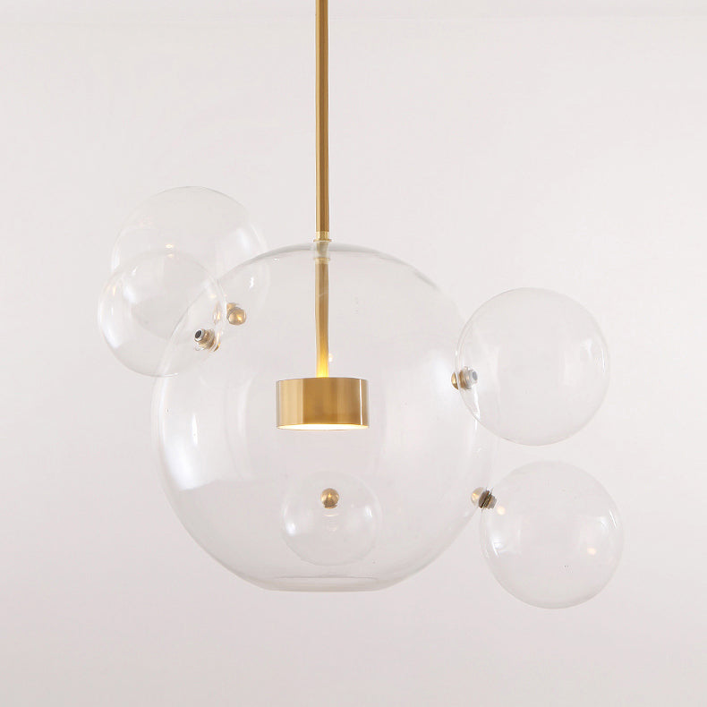 Round Transparent 6 Clear Glass Pendant Lamp