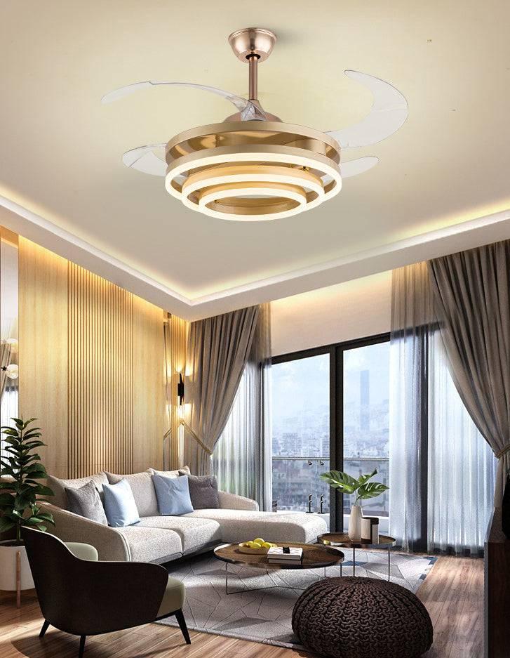 Golden Rings Fan Chandelier