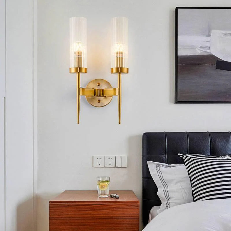 2 Light Clear Glass Long Wall Light