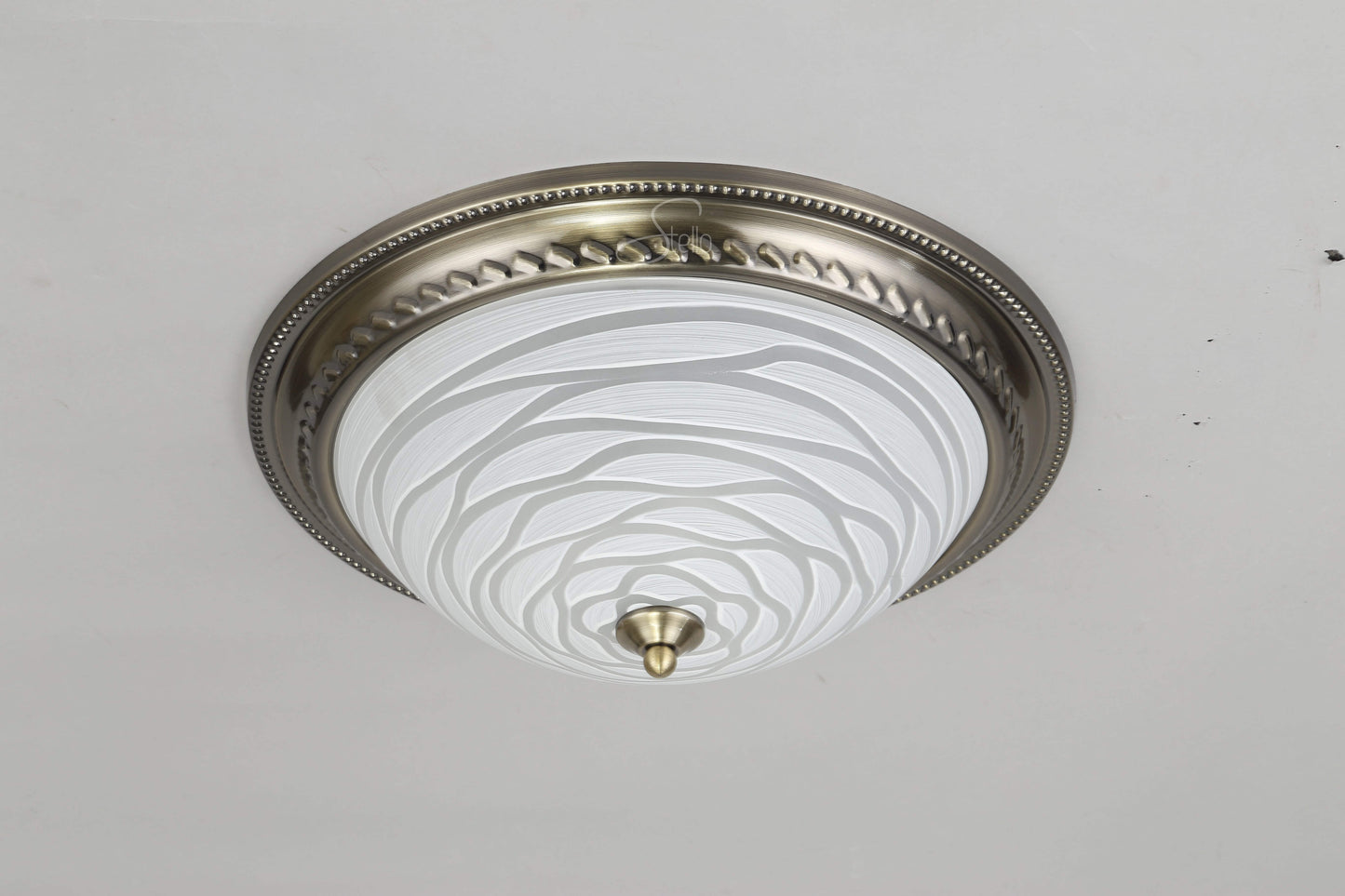 VALLY Antique Brass Flush Mount - 2 Lights - Stello Light Studio