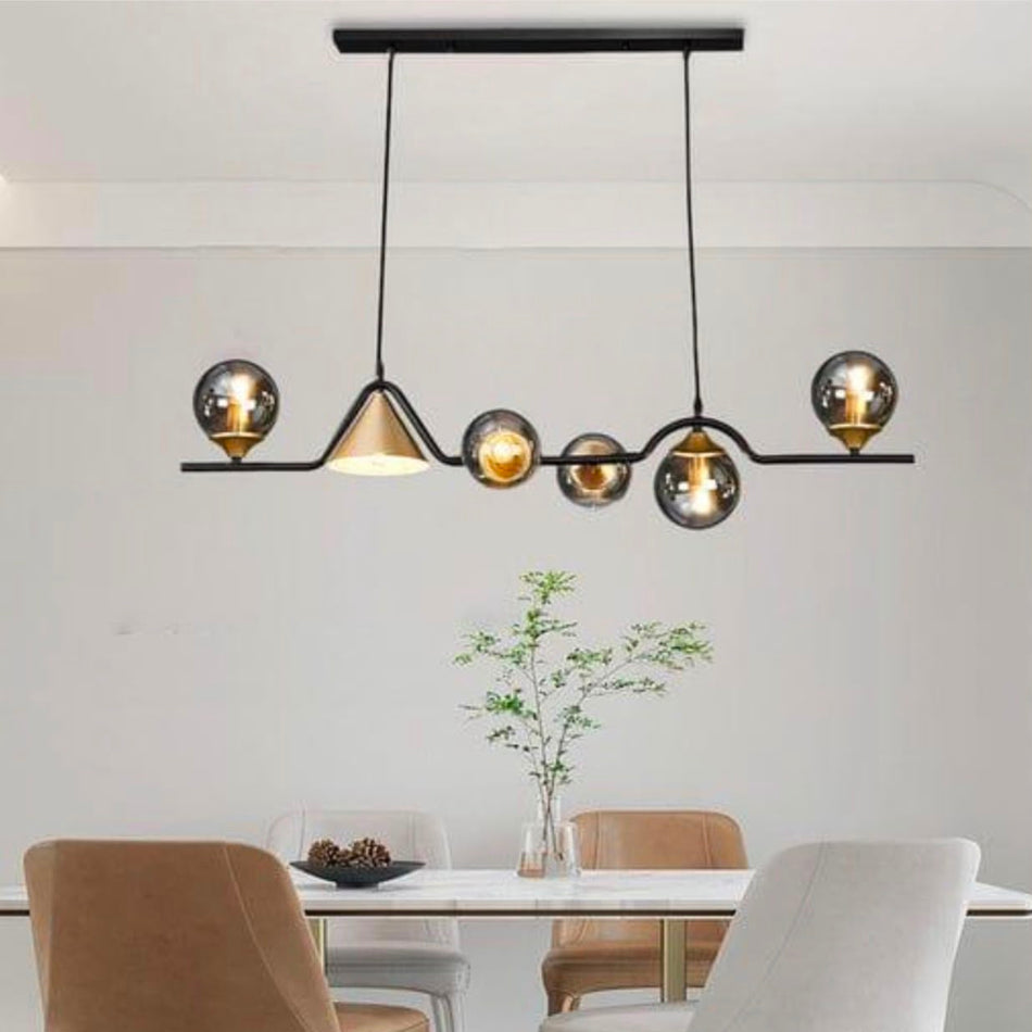 6 Light Smoke Glass Chandelier