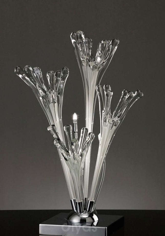 Table Lamp 3 Light Polished Chrome/White Glass