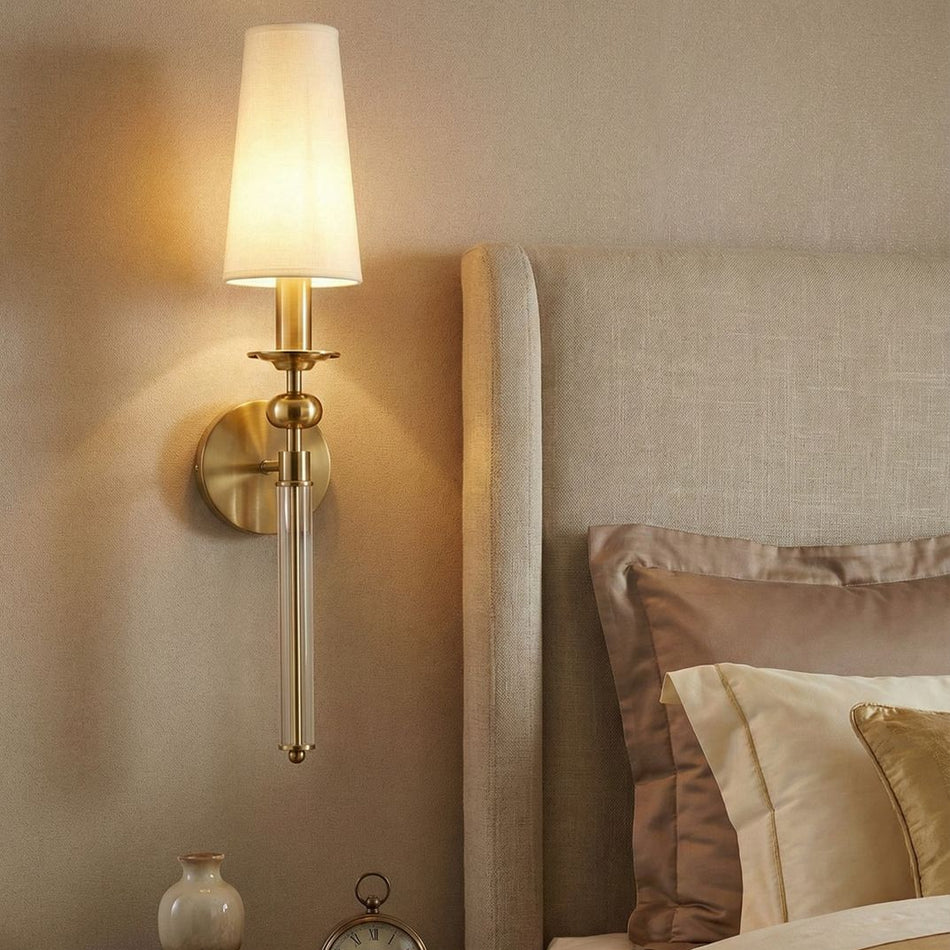 Elegant Gold Wall Light with Fabric Shade