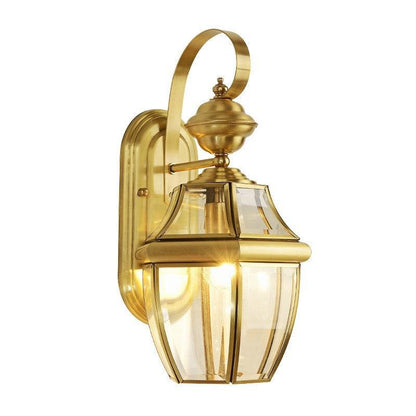 Classic Gold Glass Wall Lantern – Vintage Outdoor/Indoor Light Fixture