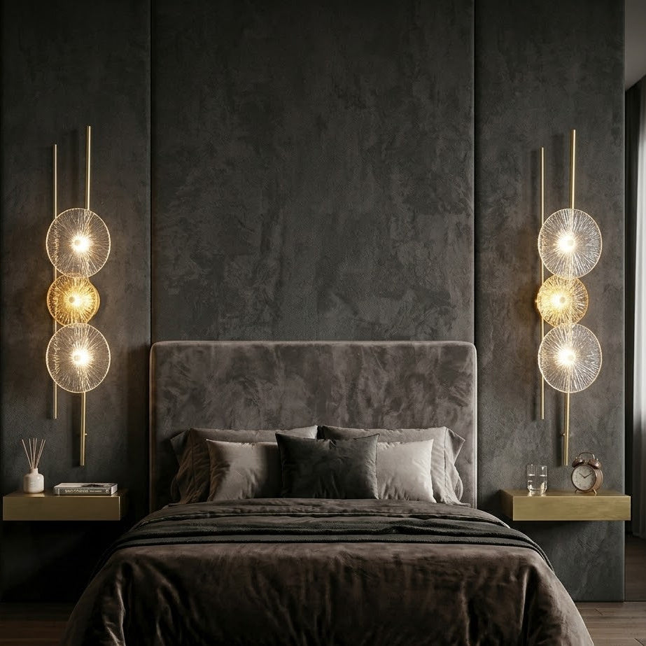 Gold Long Glass Discs Wall Light 100 CM