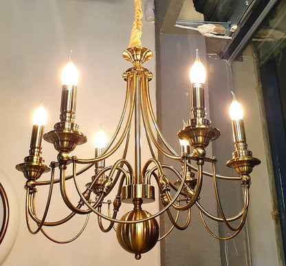 6 Light Gold Metal Italian Chandelier