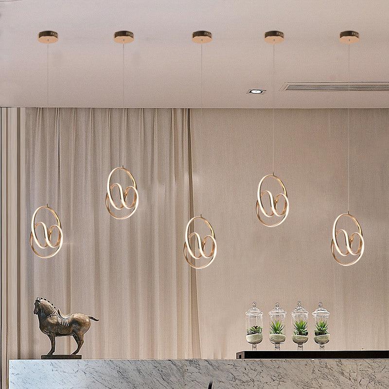 Modern Artistic LED Loop Chandelier – Gold Pendant Light for Living
