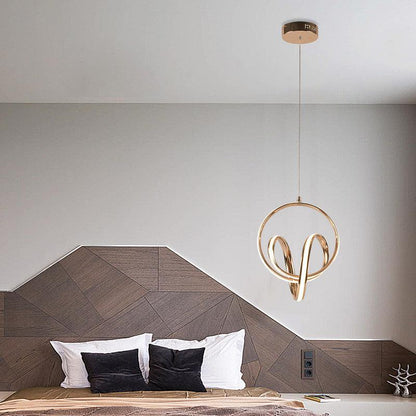 Modern Artistic LED Loop Chandelier – Gold Pendant Light for Living