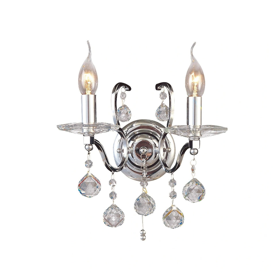 Diyas Zinta Polished Chrome Crystal Wall Light