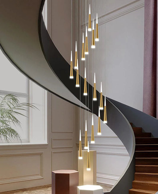 12-LIGHT LED GOLD DOUBLE HEIGHT CHANDELIER