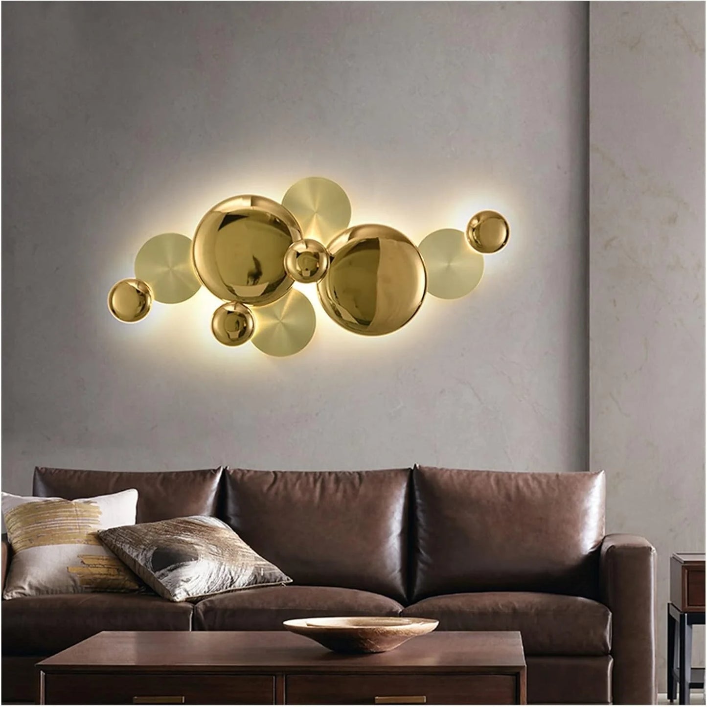 Luxury Gold Disc Wall Light – Modern Art-Inspired LED Wall Lamp for Living Room