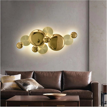 Luxury Gold Disc Wall Light – Modern Art-Inspired LED Wall Lamp for Living Room