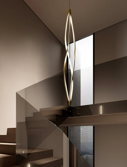 Modern LED Twisted Pendant Light – Sleek Gold Finish