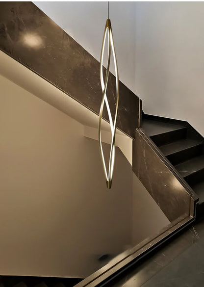 Modern LED Twisted Pendant Light – Sleek Gold Finish