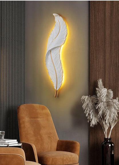 600MM White Feather LED Wall Light