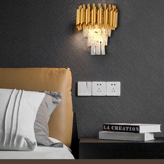 Modern Gold Metal & Crystal Wall Light