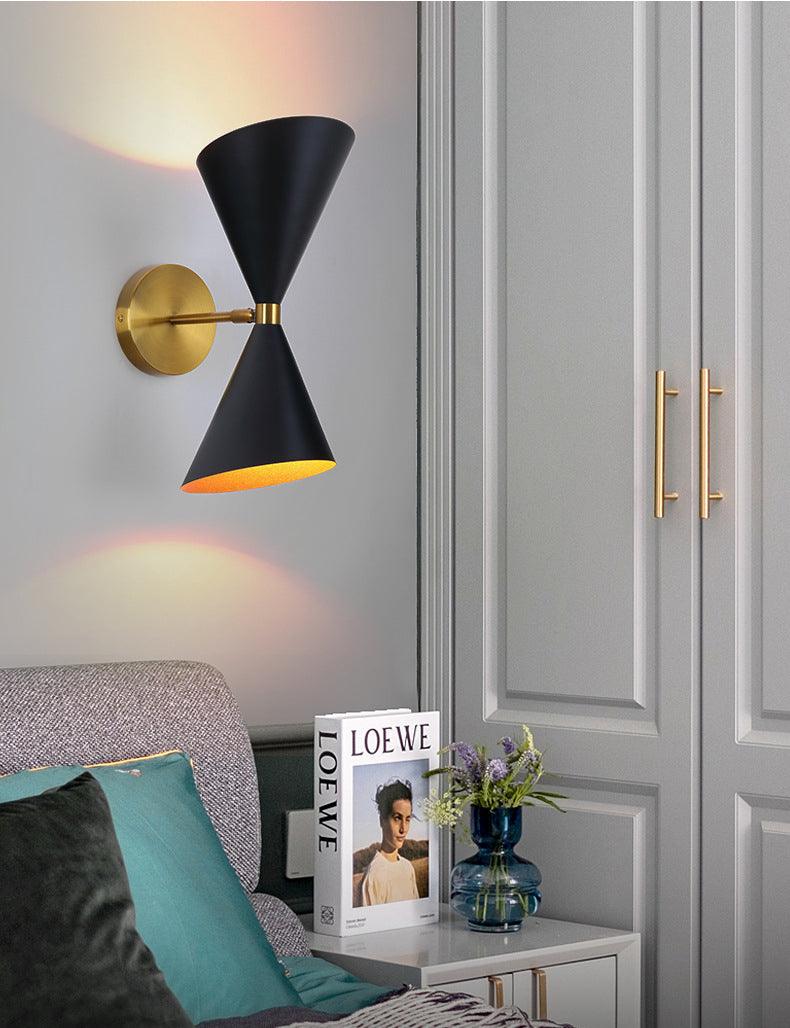 Double Cone Black & Gold Wall Light – Modern Mid-Century Style