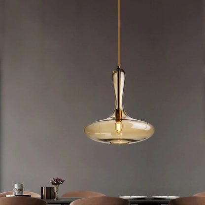 Amber Glass Pendant Light – Modern Artistic Drop Design