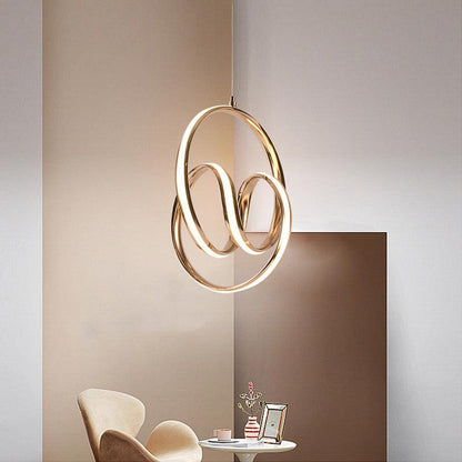 Modern Artistic LED Loop Chandelier – Gold Pendant Light for Living