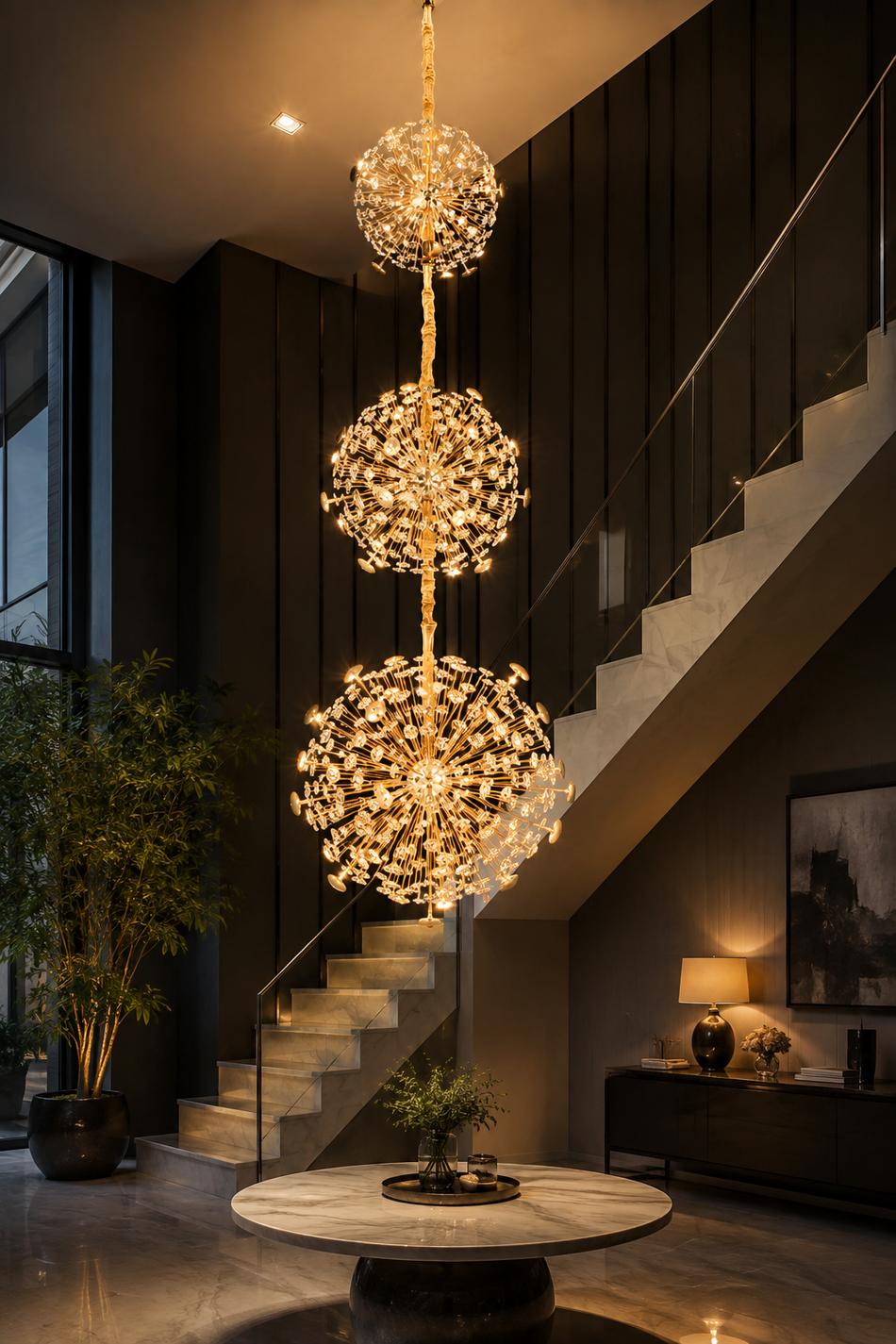 3-Tier Fireworks Double Height Chandelier