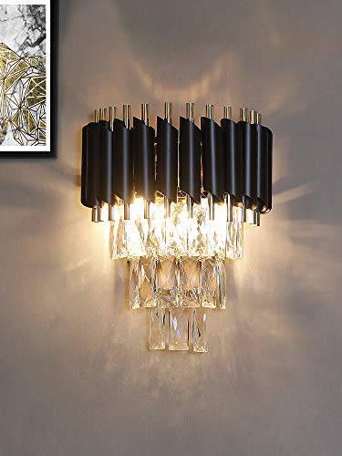 Modern Black & Crystal Wall Light – Luxury Decorative LED Sconce for Bedroom & Living Room