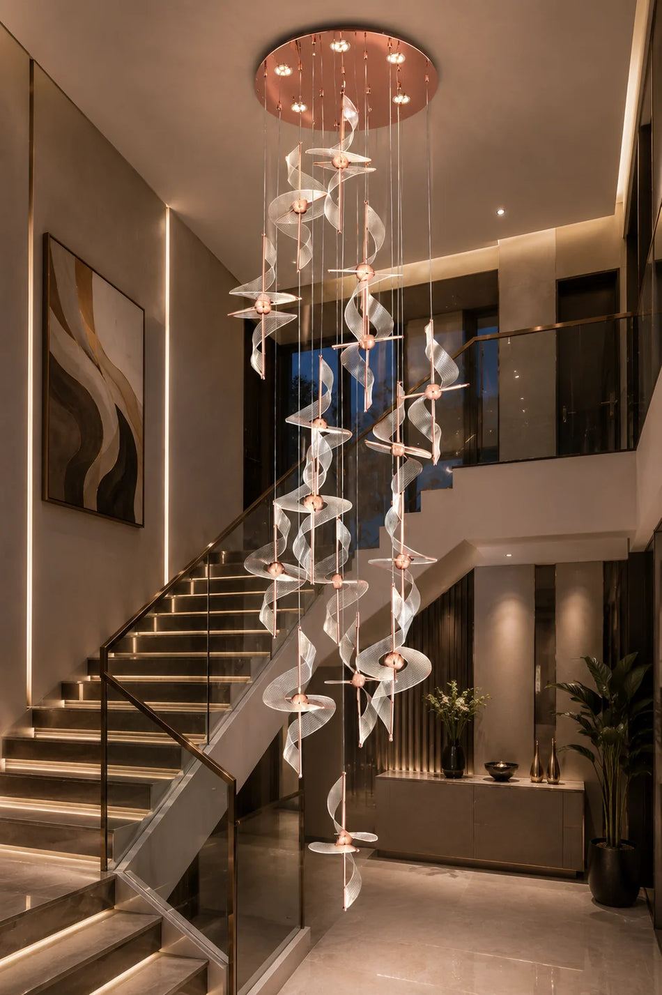 18 Light Spiral Double height Chandelier