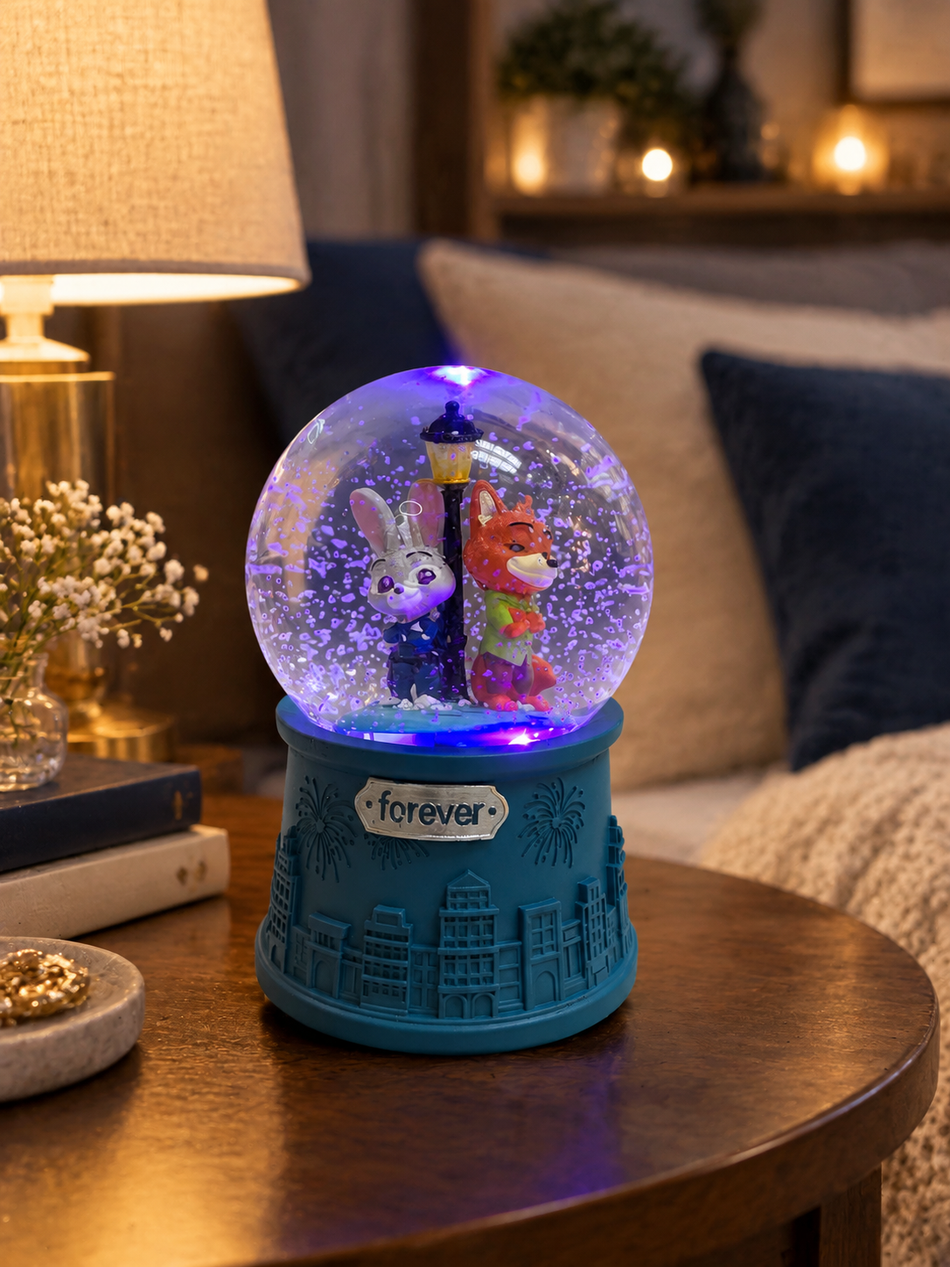 Enchanting Zootopia "Forever" Light-Up Snow Globe Figurine