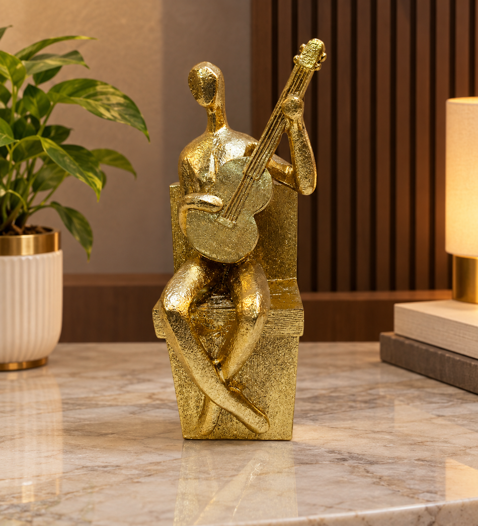 Gold Abstract Guitarist Musician Sculpture