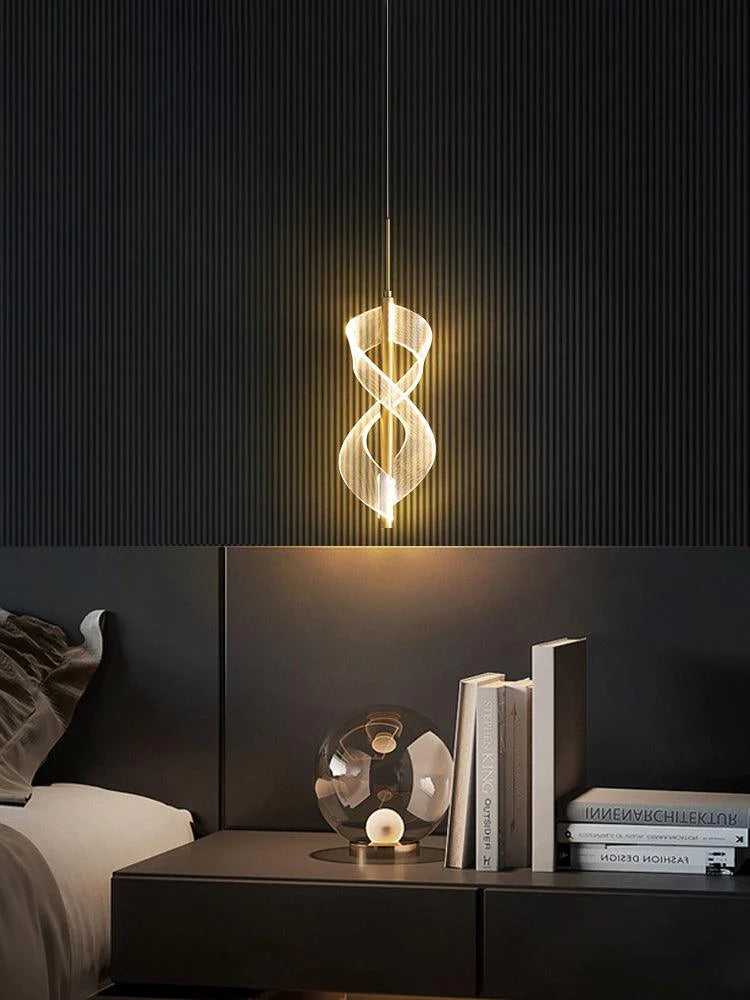 Twisted Spiral LED Pendant Light – Modern Minimal Hanging Lamp for Bedroom & Living Room