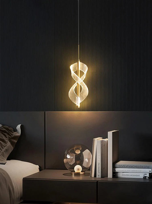 Twisted Spiral LED Pendant Light – Modern Minimal Hanging Lamp for Bedroom & Living Room