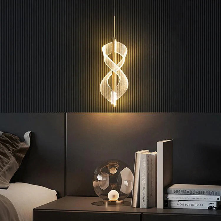 Twisted Spiral LED Pendant Light – Modern Minimal Hanging Lamp for Bedroom & Living Room