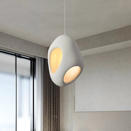 Modern Sculptural Pendant Light – Matte White Textured Finish 600MM