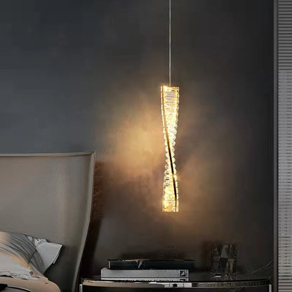 Crystal Twist LED Pendant Light – Modern Luxury Hanging Lamp for Bedroom & Living Room