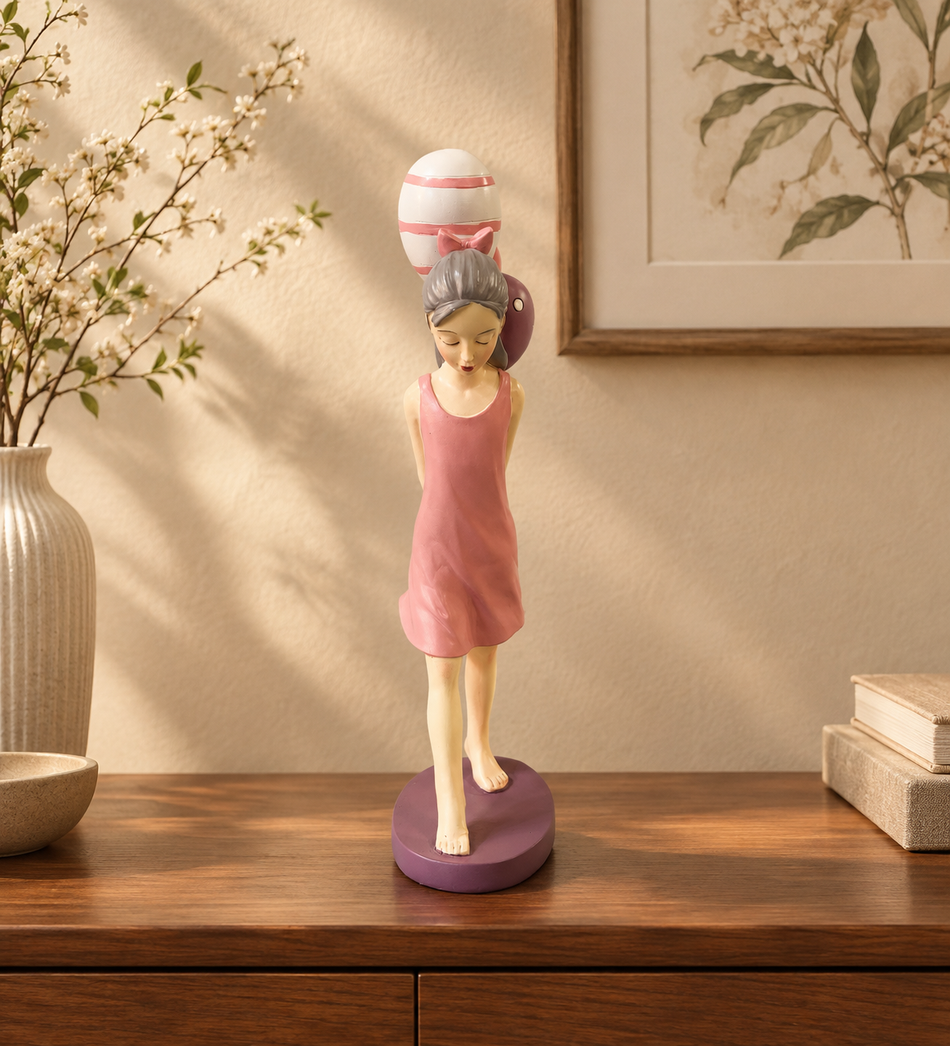 Whimsical Girl with Balloons Decorative Figurine